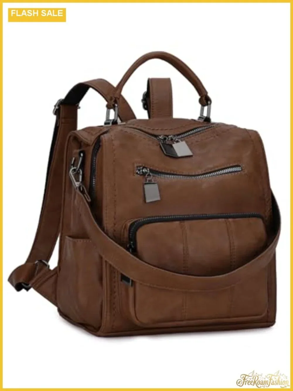 Women's vegan leather 3-way carry convertible fashion backpack handbag